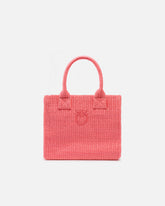 Kleiner Shopper Beach aus Bast mit Logo Love Birds - Pink Pinko | Pinko