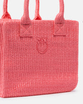 Kleiner Shopper Beach aus Bast mit Logo Love Birds - Pink Pinko | Pinko