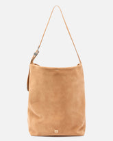 Große Umhängetasche Bucket Big aus Veloursleder - Braun | Pinko