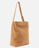 Große Umhängetasche Bucket Big aus Veloursleder - Braun | Pinko
