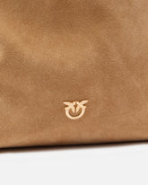 Große Umhängetasche Bucket Big aus Veloursleder - Braun | Pinko