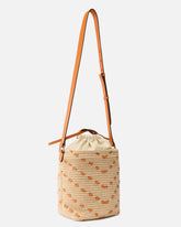 Bucket Mini crossbody bag in raffia with chevron motif - Multicolor Yellow-Orange | Pinko