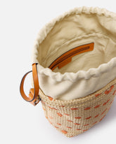 Bucket Mini crossbody bag in raffia with chevron motif - Multicolor Yellow-Orange | Pinko
