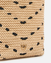 Bucket Mini crossbody bag in raffia with chevron motif - Multicolor Yellow-Black | Pinko
