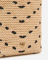 Kleine Umhängetasche Bucket Mini aus Bast mit Chevron-Muster - Mehrfarbig Gelb-Schwarz | Pinko