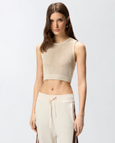 Sleeveless crop top with bands on the back - | Pinko