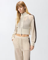 Cropped sweatshirt with bands and openwork - | Pinko