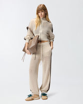 Cropped sweatshirt with bands and openwork - | Pinko