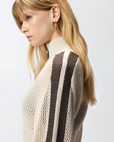 Cropped sweatshirt with bands and openwork - | Pinko