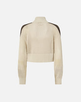 Cropped sweatshirt with bands and openwork - | Pinko