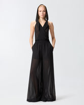 Langer Jumpsuit mit Kapuze und Transparenzen - | Pinko