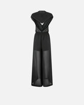 Langer Jumpsuit mit Kapuze und Transparenzen - | Pinko