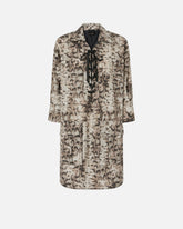 Mini dress with snake print and neckline ribbons - | Pinko