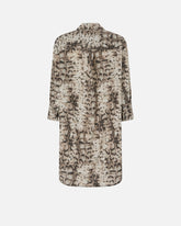 Mini dress with snake print and neckline ribbons - | Pinko