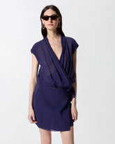 Short wrap dress with sheer details - | Pinko