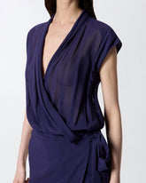 Short wrap dress with sheer details - | Pinko