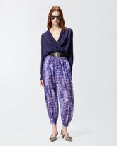 Wide-leg trousers with snake print - | Pinko