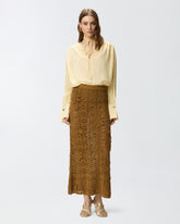 V-neck blouse with gathering - Orange | Pinko