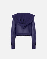 Cropped blouse with hood and sheer details - | Pinko