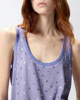 Mesh vest top with mirror detail - Blue | Pinko
