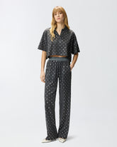 Cropped mesh polo shirt with mirror detail - Dark Grey | Pinko
