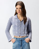 Cropped cardigan with chunky knit and braids - | Pinko