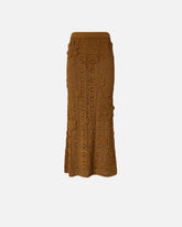 Crochet-effect midi skirt with appliqué flowers - | Pinko