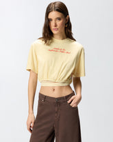 Crop top with PINKO logo lettering - Orange | Pinko