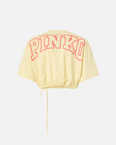 Crop top with PINKO logo lettering - Orange | Pinko