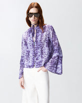 Blouse with snake print and jewel buttons - | Pinko