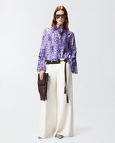 Blouse with snake print and jewel buttons - | Pinko