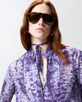 Blouse with snake print and jewel buttons - | Pinko