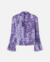 Blouse with snake print and jewel buttons - | Pinko