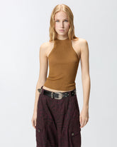 Off-the-shoulder top with neck fastening - | Pinko