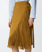 Calf-length wrap skirt with fringing - | Pinko