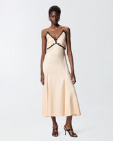 Long dress with lace inserts - | Pinko