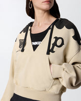 Kurzes Sweatshirt mit Kapuze und V-Ausschnitt - | Pinko