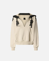Kurzes Sweatshirt mit Kapuze und V-Ausschnitt - | Pinko