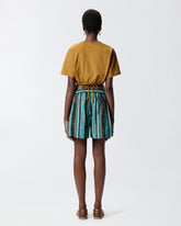 Cropped T-shirt with lace and Texan details - Orange | Pinko