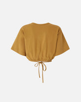 Cropped T-shirt with lace and Texan details - Orange | Pinko