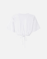 Cropped T-shirt with lace and Texan details - | Pinko