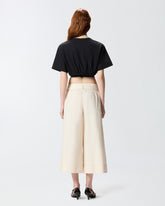 Cropped T-shirt with lace and Texan details - Black | Pinko