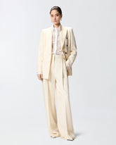 Straight-cut trousers with pressed pleat detail - Creamy-White | Pinko