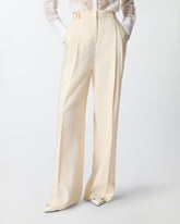 Straight-cut trousers with pressed pleat detail - Creamy-White | Pinko