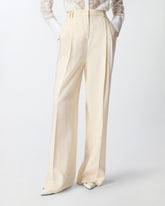 Straight-cut trousers with pressed pleat detail - | Pinko