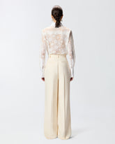 Straight-cut trousers with pressed pleat detail - Creamy-White | Pinko
