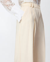 Straight-cut trousers with pressed pleat detail - | Pinko