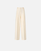 Straight-cut trousers with pressed pleat detail - Creamy-White | Pinko
