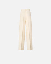 Straight-cut trousers with pressed pleat detail - Creamy-White | Pinko