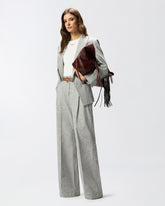 Slub trousers with pressed pleat detail - | Pinko